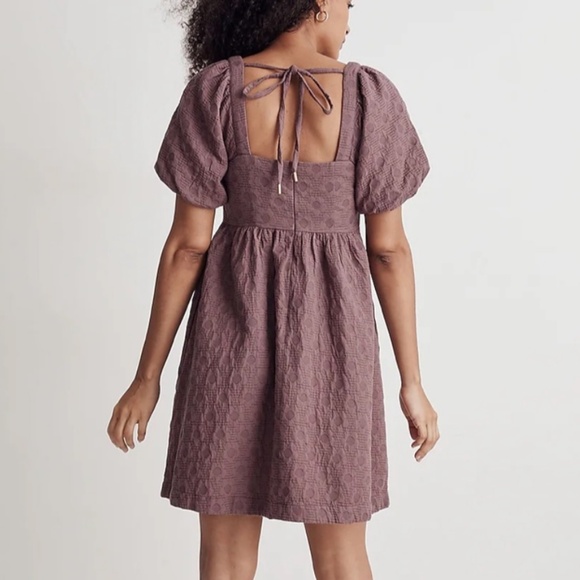 NWT Madewell Dress Empire Waist Puff Sleeve Baby Doll Dress Smoked Plum Size Med - Picture 3 of 15